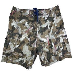 American Eagle AE77 Board Shorts Mens 38 Green Camo Cargo Swim Trunks